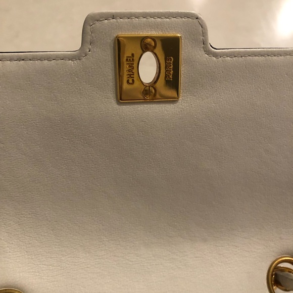 Vintage Chanel Mini Mademoiselle Bag Black and White Lambskin Gold Hardware - Picture 6 of 17